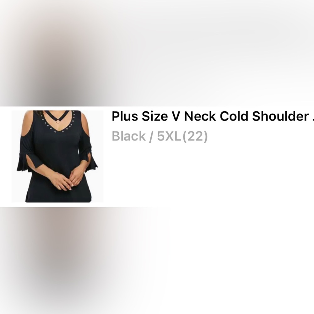 3XL (22) Plus Size V Neck Cold Shoulder Ring T-shirt Casual Women’s Stretch NWOT - Picture 6 of 7